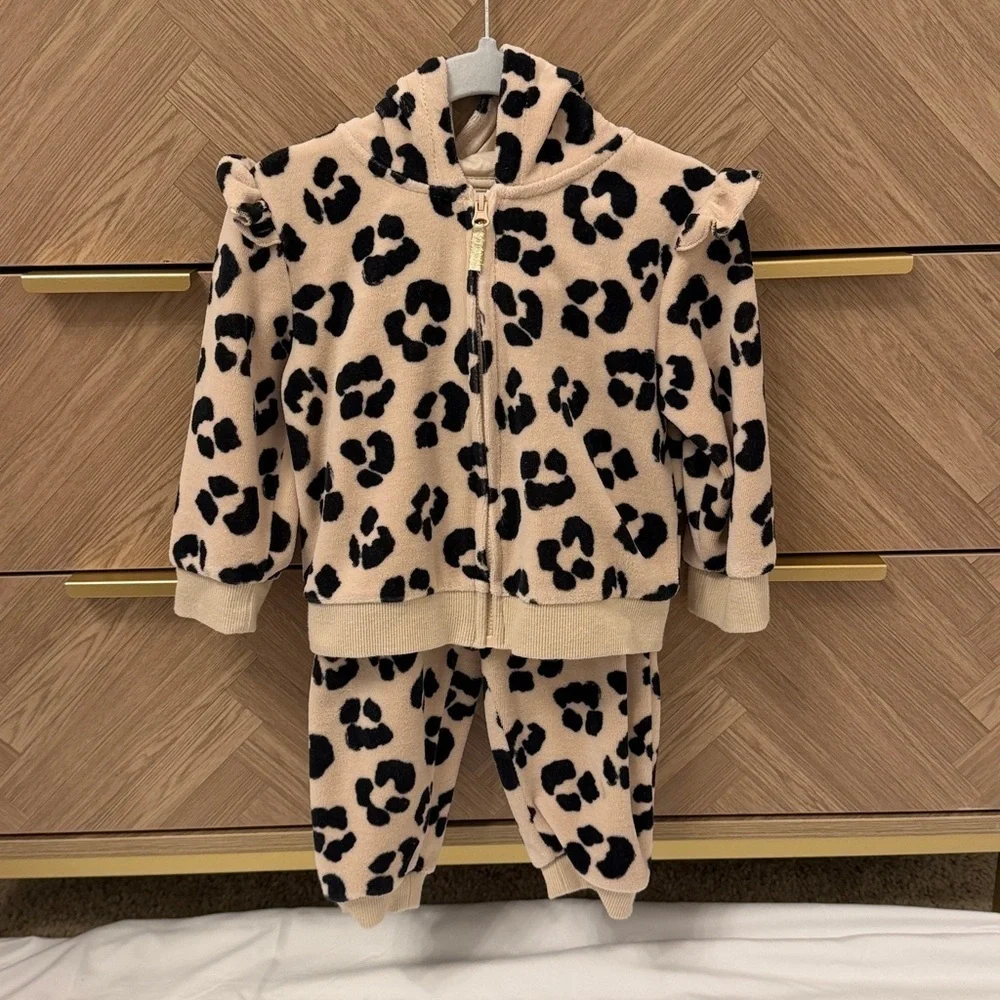 Little Me Black and Tan Leopard Hoodie